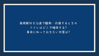 箱根駅伝を沿道で観戦・応援するときのトイレはどこで確保する？事前に知っておきたい対策は？